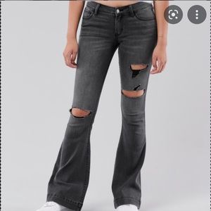 Hollister Low-Rise Flared Ripped Jeans